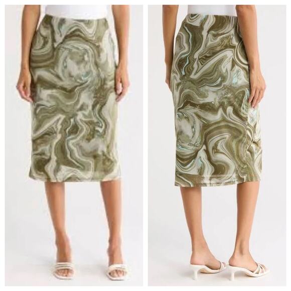 AFRM Lynch Mesh Midi Skirt in Sage Swirl Size Small - Picture 1 of 11